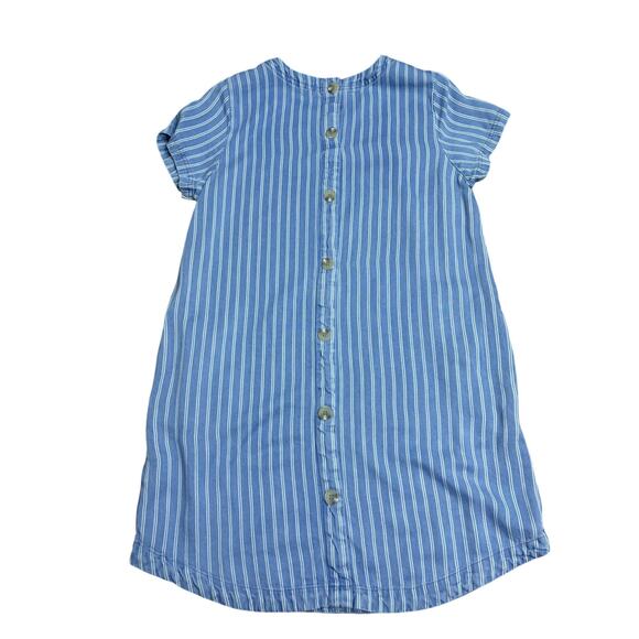 Blu Pepper Blue White Striped Button Back Dress L Short Sleeve Casual Shift - Picture 6 of 6